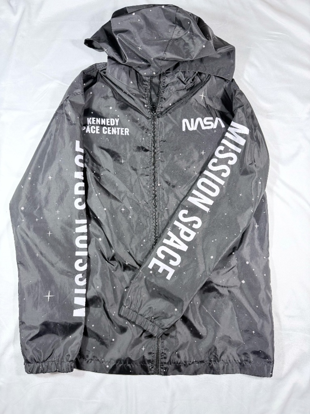 NASA Kennedy Space Center Mission Space Windbreaker Jacket Mens M Black Astronau